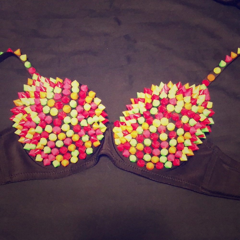 NWT Neon Spiked Bra
